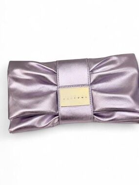 NWOT Versace Perfums clutch metallic purple bow. Never used.